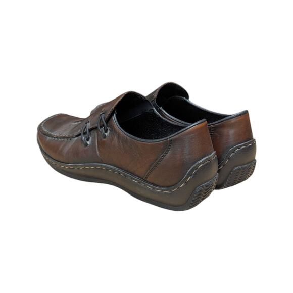 Rieker Antistress Celia Slip On Leather Shoes Slip On Brown Square Toe Womens - Picture 4 of 8